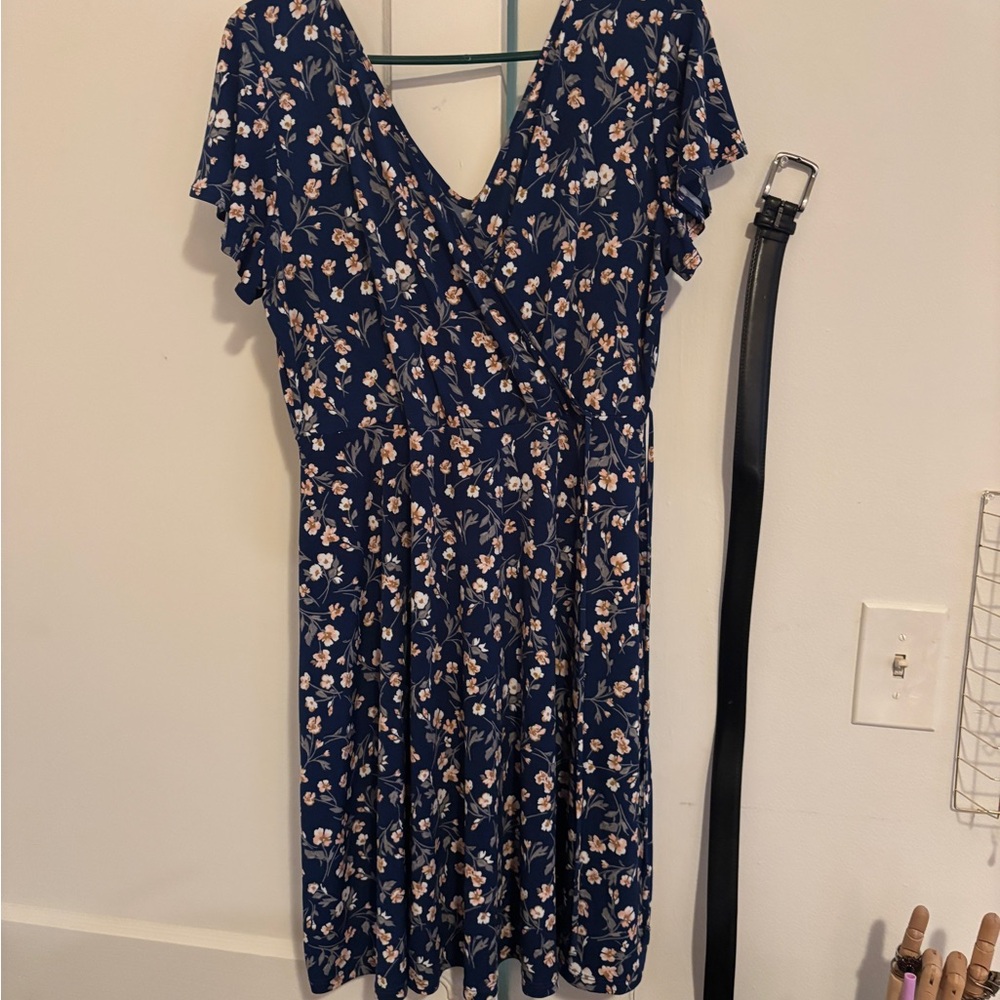 Kaileigh Navy Blue Floral Mini Dress